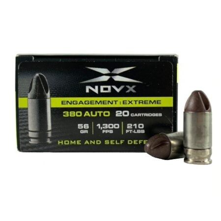 NovX Engagement Extreme .380 ACP 56 Gr. Poly Copper Fluted Round Nose- Lead-Free- Box of 20
