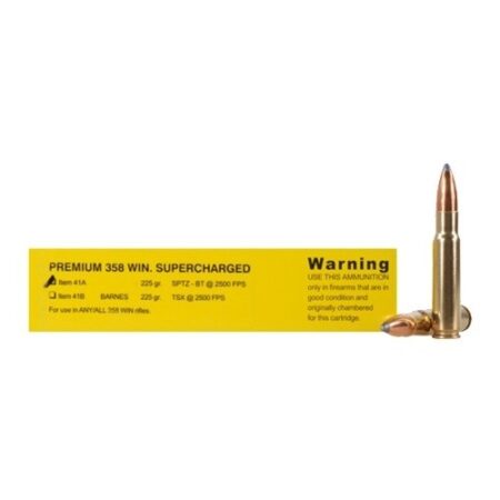 Buffalo Bore Premium Supercharged .358 Winchester 225 Gr. Sierra Spitzer Soft Point- Box of 20