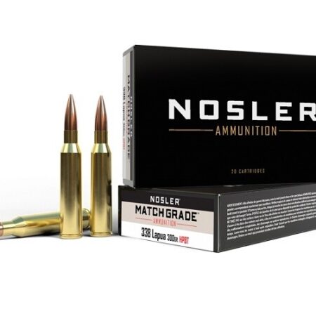Nosler Match Grade .338 Lapua Magnum 300 Gr. Custom Competition Hollow Point Boat Tail- Box of 20