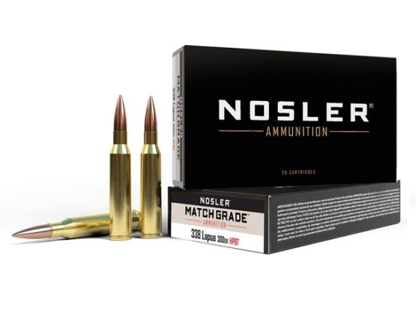 Nosler Match Grade .338 Lapua Magnum 300 Gr. Custom Competition Hollow Point Boat Tail- Box of 20