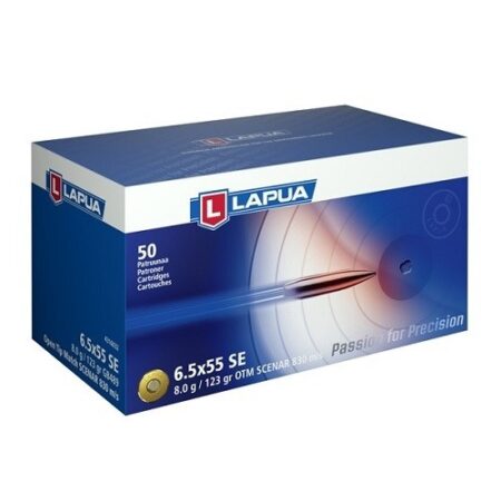 Lapua 6.5x55 SE 120 Gr. Scenar-L Open Tip Match- 3018 Fps- Box of 50