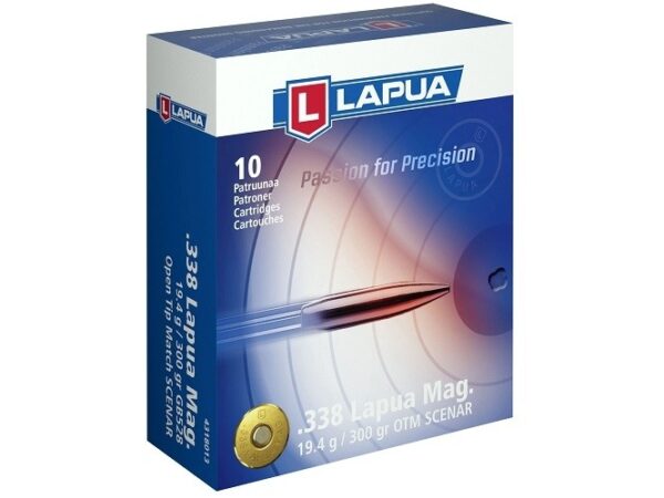 Lapua .338 Lapua Magnum 300 Gr. Scenar Open Tip Match- Box of 10