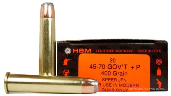HSM Factory Blemish .45-70 Government +P 400 Gr. Speer Jacketed Flat Nose-Remanufactured- Box of 20