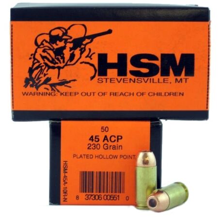 HSM Factory Blemish .45 ACP 230 Gr. Plated Hollow Point- Remanufactured- Box of 50