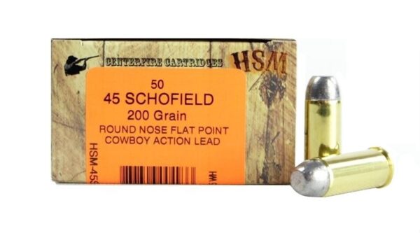 HSM Factory Blemish .45 Schofield 200 Gr. Round Nose Flat Point "Cowboy Action" Lead- Box of 50