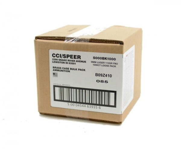 CCI Blazer Brass 9mm Luger 115 Gr. FMJ- Box of 1000