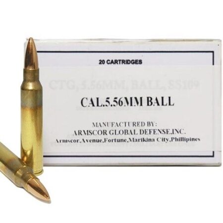 Armscor 5.56x45mm NATO 55 Gr. M193 Ball Full Metal Jacket- Box of 20