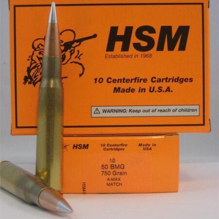 HSM Factory Blemish .50 BMG 750 Gr. A-Max Match- Box of 10