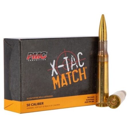 PMC .50 BMG 740 Gr. X-TAC Match Solid Brass- Lead Free- Box of 10