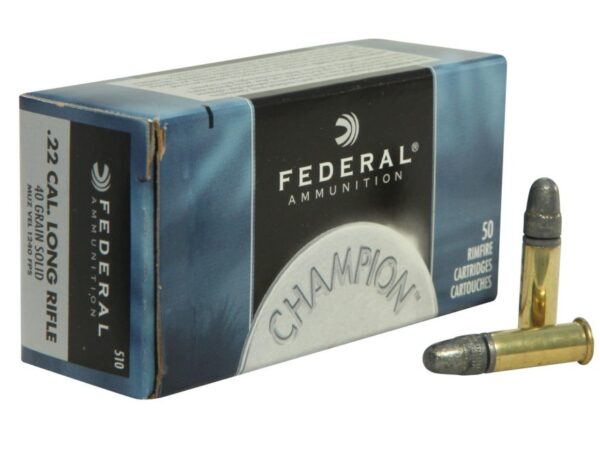 Federal Champion .22 Long Rifle High Velocity 40 Gr. Lead Round Nose- Box of 50