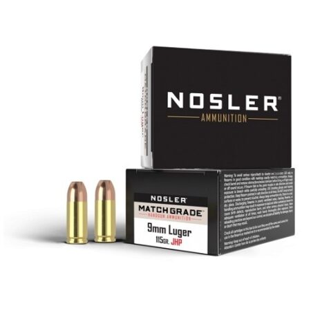 Nosler Match Grade 9mm Luger 115 Gr. Sporting Handgun Jacketed Hollow Point- Box of 20