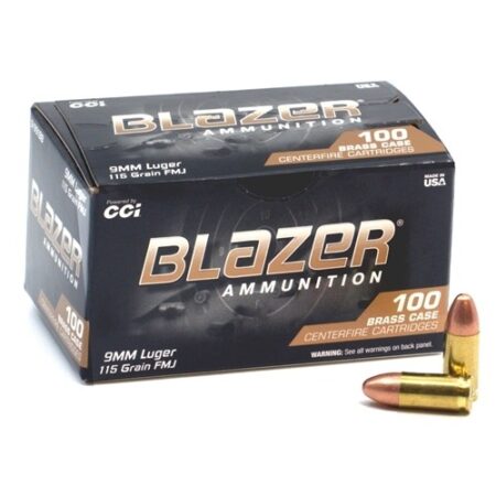 CCI Blazer Brass 9mm Luger 115 Gr. FMJ- Box of 100