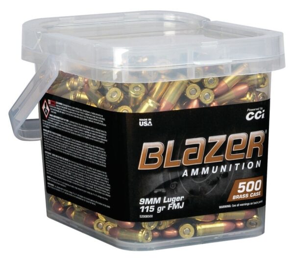 CCI Blazer Brass 9mm Luger 115 Gr. FMJ- Bucket of 500