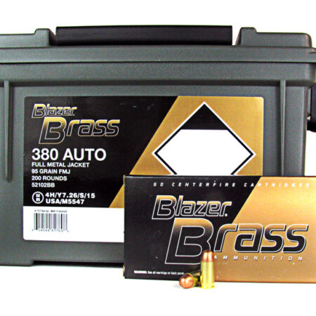 CCI Blazer Brass .380 ACP 95 Gr. Full Metal Jacket- Ammo Can of 200