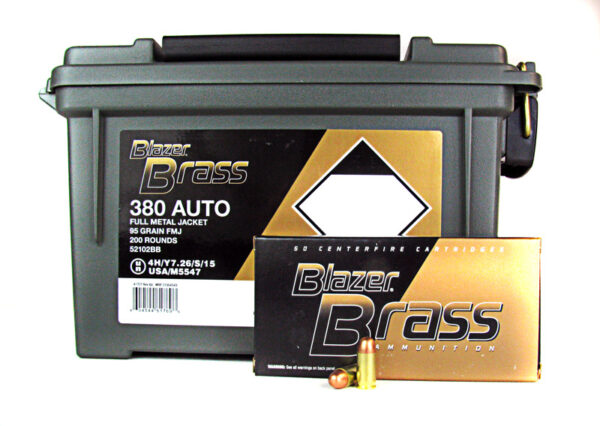 CCI Blazer Brass .380 ACP 95 Gr. Full Metal Jacket- Ammo Can of 200
