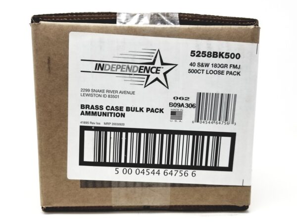 CCI Independence Bulk .40 S&W 180 Gr. Full Metal Jacket- Bulk Pack of 500