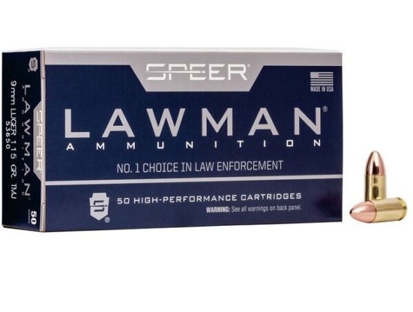 Speer Lawman 9mm Luger 115 Gr. Total Metal Jacket- Box of 50