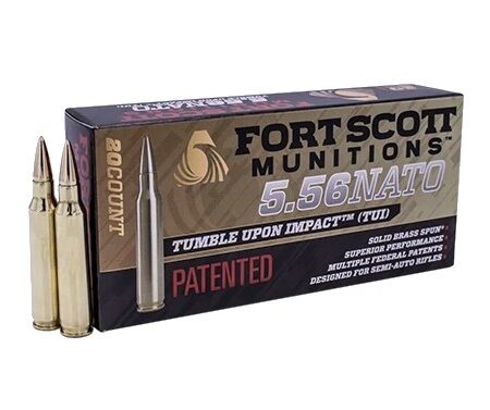 Fort Scott Munitions 5.56x45mm NATO 62 Gr. TUI Solid Brass Spun- Lead Free Box of 20