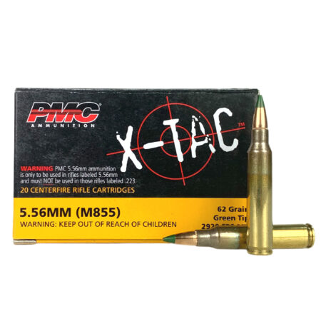PMC X-TAC 5.56x45mm NATO 62 Gr. M855 Green Tip- Box of 20