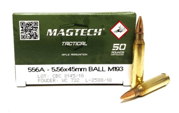 Magtech Tactical 5.56x45mm NATO 55 Gr. M193 Full Metal Jacket Boat Tail- Box of 50
