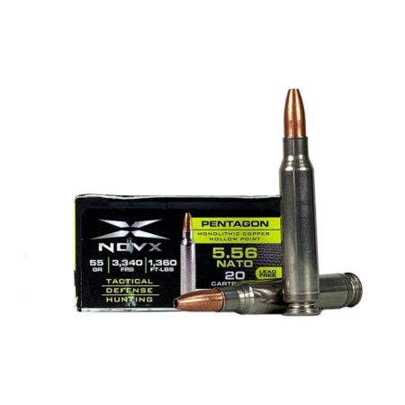 NovX Pentagon Tactical Defense 5.56x45mm NATO 55 Gr. Monolithic Copper Hollow Point- Lead-Free- Box of 20