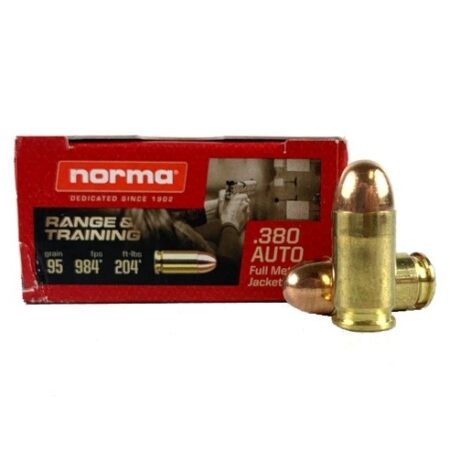 Norma Range & Training .380 ACP 95 Gr. Full Metal Jacket- Box of 50