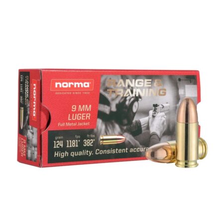 Norma Range & Training 9mm Luger 124 Gr. Full Metal Jacket- Box of 50