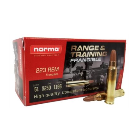 Norma Range & Training .223 Remington 51 Gr. Frangible Round Nose- Lead Free- Box of 50