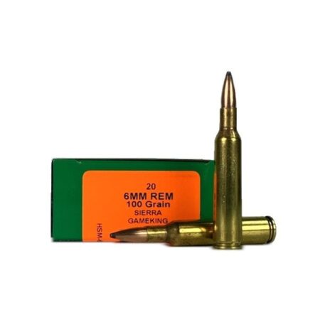 HSM 6mm Remington 100 Gr. Sierra GameKing Soft Point Boat Tail- Box of 20