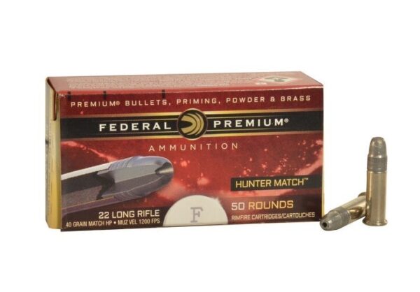 Federal Premium Hunter Match .22 Long Rifle High Velocity 40 Gr. Lead Hollow Point- Box of 50