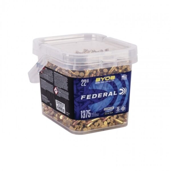 Federal Champion BYOB .22 Long Rifle 36 Gr. Plated Lead Hollow Point- Bucket of 1375