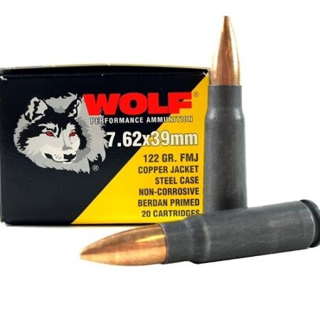 Wolf Performance 7.62x39mm 122 Gr. Copper Jacket Full Metal Jacket  Steel Case- Box of 20