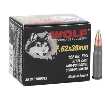 Wolf Performance 7.62x39mm 122 Gr. Full Metal Jacket (Bi-Metal) Steel Case- Box of 20