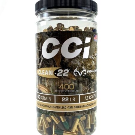 CCI Clean-22 Real Tree .22 Long Rifle 40 Gr. Tan, Green & Black Polymer Coated Round Nose- Jug of 400