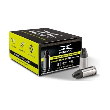 NovX Engagement Extreme 9mm Luger +P 65 Gr. Poly Copper Fluted Round Nose- Lead-Free- Box of 20