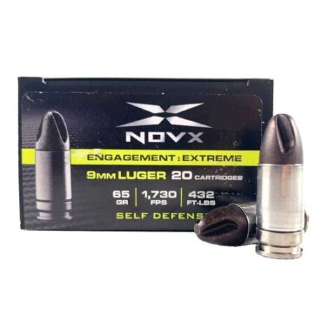 NovX Engagement Extreme 9mm Luger 65 Gr. Poly Copper Fluted Round Nose- Lead-Free- Box of 20