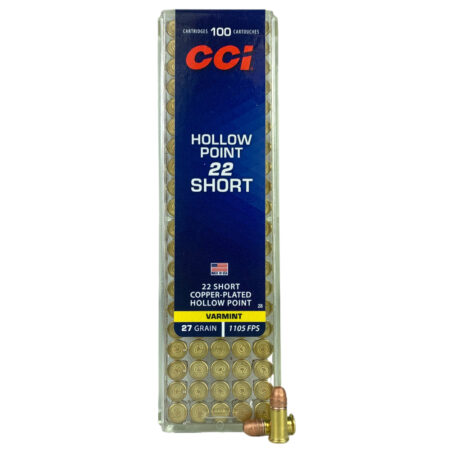 CCI .22 Short 27 Gr. Copper-Plated Lead Hollow Point- Box of 100