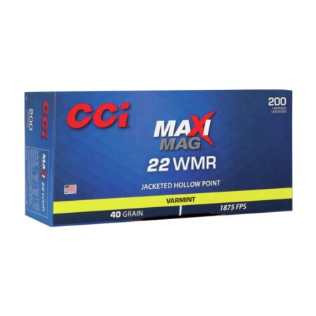 CCI Maxi-Mag .22 Winchester Magnum Rimfire (WMR) 40 Gr. Jacketed Hollow Point- Box of 200