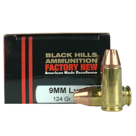 Black Hills 9mm Luger 124 Gr. Jacketed Hollow Point- Box of 20