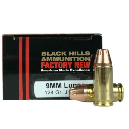 Black Hills 9mm Luger +P 124 Gr. Jacketed Hollow Point- Box of 20