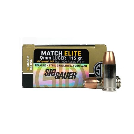 SIG SAUER Match Elite Competition 9mm Luger 115 Gr. V-Crown JHP- Box of 50