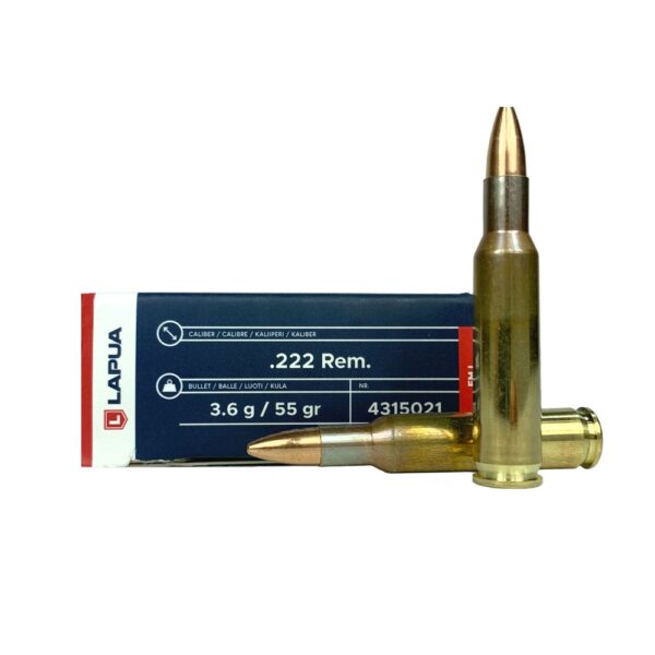 Lapua .222 Remington 55 Gr. Full Metal Jacket- Box of 20