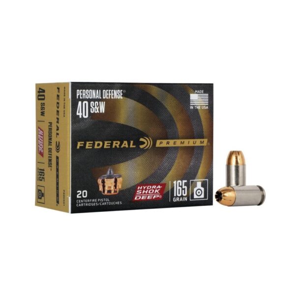 Federal Premium Personal Defense .40 S&W 165 Gr. Hydra-Shok DEEP Jacketed Hollow Point- Box of 20