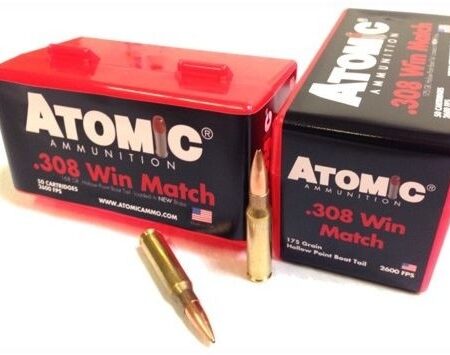Atomic .308 Winchester Match 175 Gr. Sierra MatchKing Hollow Point Boat Tail- Box of 50