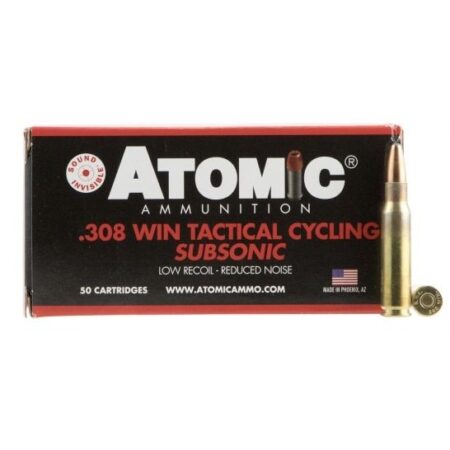 Atomic Tactical Cycling .308 Winchester 260 Gr. Round Nose Soft Point Subsonic- Box of 50