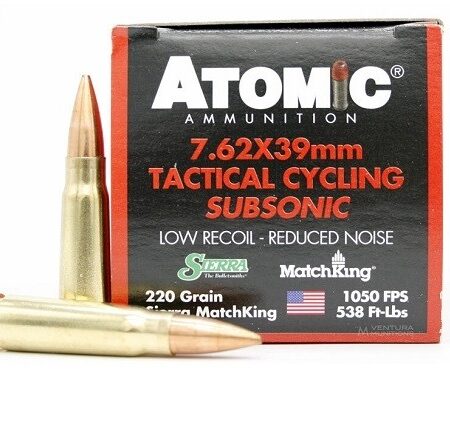 Atomic Tactical Cycling Subsonic 7.62x39mm 220 Gr. Jacketed Hollow Point- Box of 50