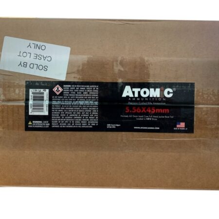 Atomic 5.56x45mm Nato 62 Gr. Hornady Full Metal Jacket Boat Tail- Case of 500