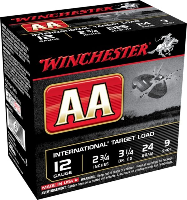 Winchester AA International Target 12 Gauge 2-3/4" 24 Gram #9 Shot- Box of 25