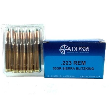 ADI .223 Remington 55 Gr. Sierra Blitzking Polymer Tip- Box of 20