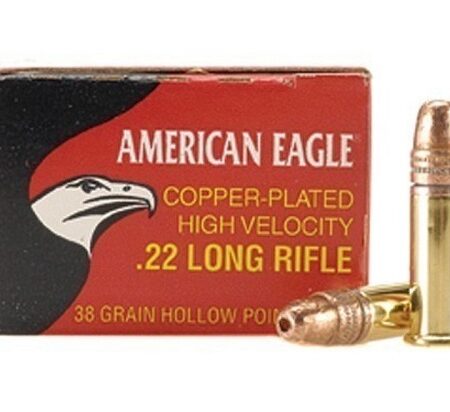 Federal American Eagle High Velocity .22 Long Rifle 38 Gr. Copper Plated Hollow Point- Box of 400